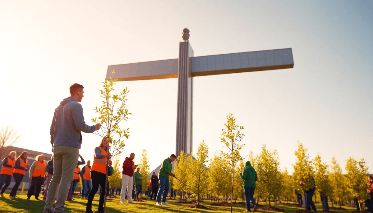 Newcastle Volunteers Plant 1,000 Trees Near The Angel of the North - environmental conservation efforts from Newcastle, England