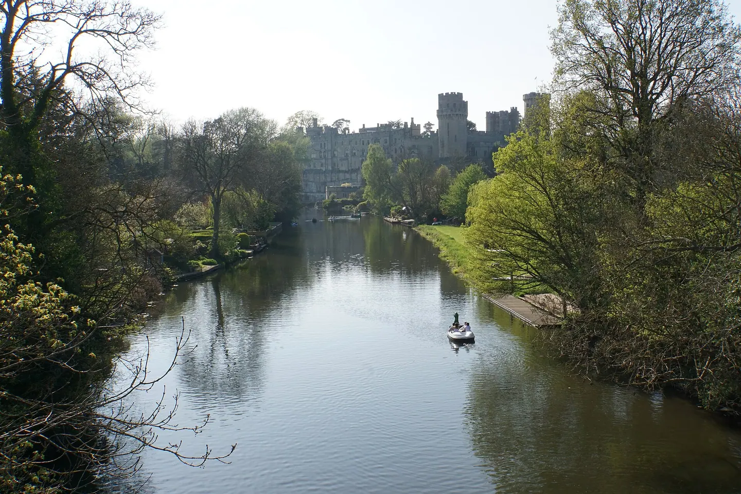 The River Avon at Warwick with the castle behind